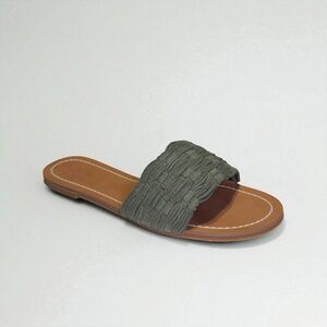 Splendid Olive Woven Slide Sandal with Tan Footbed